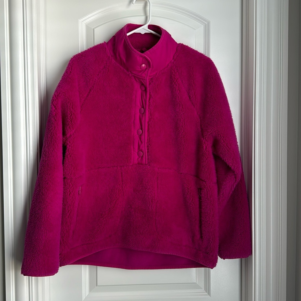 Lou & Grey fuchsia / hot pink fuzzy pullover, size small